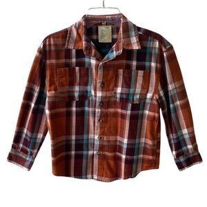 THEREABOUTS BOYS ORANGE PLAID LONG SLEEVE BUTTON DOWN SHIRT SIZE S 8